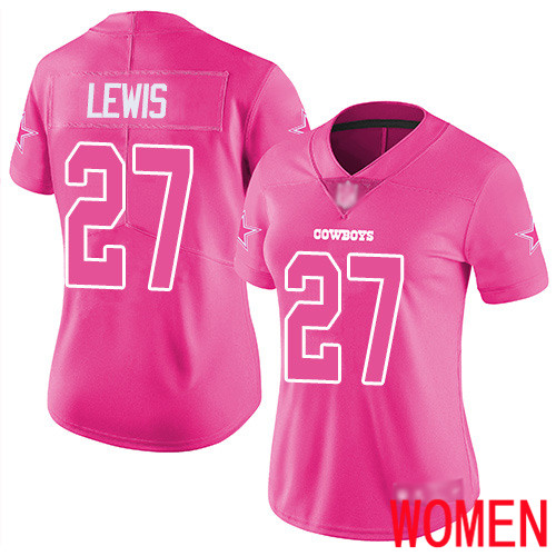 Women Dallas Cowboys Limited Pink Jourdan Lewis 27 Rush Fashion NFL Jersey